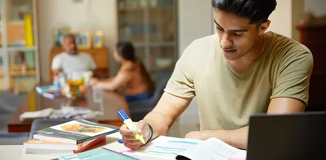 An Open University studying at home